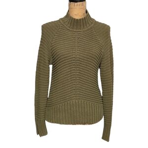 Reunited Clothing Long Sleeve Ribbed Knit Sweater Sz Small Olive Green
